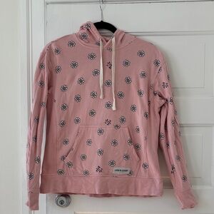 Life Is Good Pink Hoodie with Daisy Print